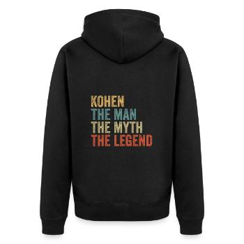Kohen the man the myth - Unisex Premium Bio Zip Hoodie - Schwarz - Hinten - Nico (187cm)