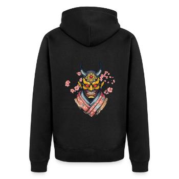 Oni Demons Mask Japanese Demon Culture Yokai - Unisex Premium Organic Zip Hoodie - black - Back - Nico (187cm)