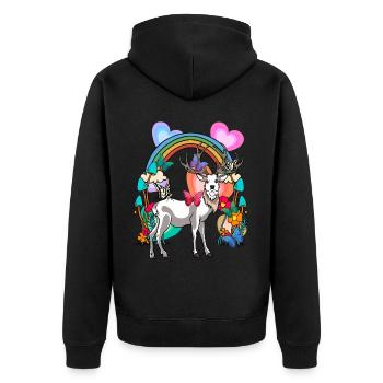 Rainbow Deer Deer Nature Spring - Unisex Premium Organic Zip Hoodie - black - Back - Nico (187cm)