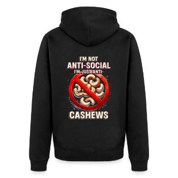 Cashew Allergy I'm Just Anti Cashews - Unisex Premium Organic Zip Hoodie - black - Back - Nico (187cm)