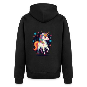 Einhorn Liebhaber Lustige Einhörner Süßes Motiv - Unisex Premium Bio Zip Hoodie - Schwarz - Hinten - Nico (187cm)
