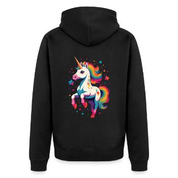 Einhorn Liebhaber Design Lustige Einhörner - Unisex Premium Bio Zip Hoodie - Schwarz - Hinten - Nico (187cm)