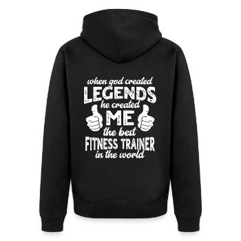 Bester Fitnesstrainer Legende - Unisex Premium Bio Zip Hoodie - Schwarz - Hinten - Nico (187cm)