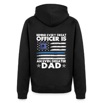 Polizeibeamter Blue Line Strafverfolgungsbehörden - Unisex Premium Bio Zip Hoodie - Schwarz - Hinten - Nico (187cm)