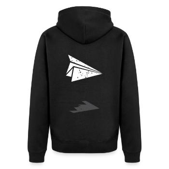 Papierflugzeug Origami Papierflugzeug Master - Unisex Premium Bio Zip Hoodie - Schwarz - Hinten - Nico (187cm)