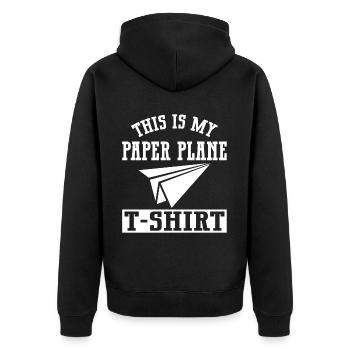 Papierflugzeug Origami Papierflugzeug Master - Unisex Premium Bio Zip Hoodie - Schwarz - Hinten - Nico (187cm)