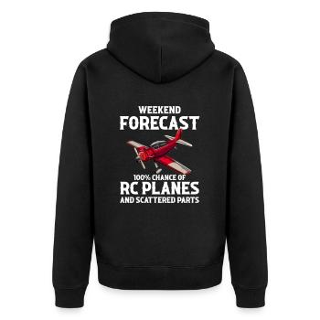 Still Playing With Airplanes RC Plane - Unisex Premium Bio Zip Hoodie - Schwarz - Hinten - Nico (187cm)