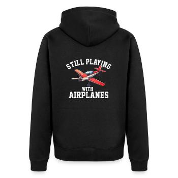 Still Playing With Airplanes RC Plane - Unisex Premium Bio Zip Hoodie - Schwarz - Hinten - Nico (187cm)