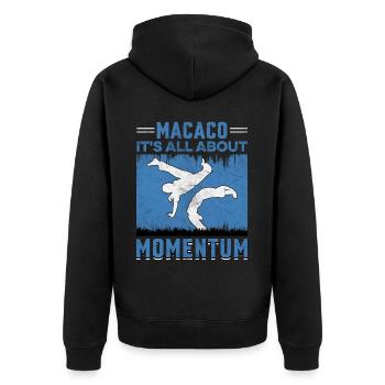 Macaco it's all about Momentum - Unisex Premium Organic Zip Hoodie - black - Back - Nico (187cm)