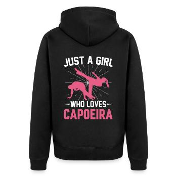 Juste une fille qui aime la capoeira - Veste à capuche bio Premium Unisexe - noir - Dos - Nico (187cm)