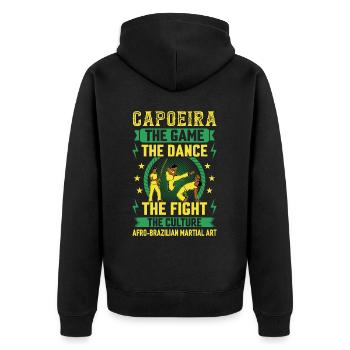 Capoeira, le jeu, la danse, le combat - Veste à capuche bio Premium Unisexe - noir - Dos - Nico (187cm)