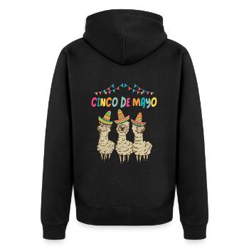 Alpaca with Sombrero Llama Cinco de Mayo Outfit - Unisex Premium Organic Zip Hoodie - black - Back - Nico (187cm)