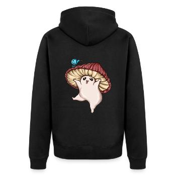 Niedlicher Pilz fängt Schmetterling Kinder Pilze - Unisex Premium Bio Zip Hoodie - Schwarz - Hinten - Nico (187cm)