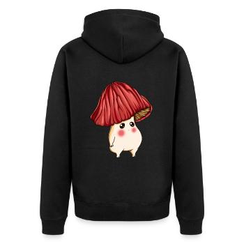 Trauriger Wald Pilz Essbare Pilze Pilzsammler - Unisex Premium Bio Zip Hoodie - Schwarz - Hinten - Nico (187cm)