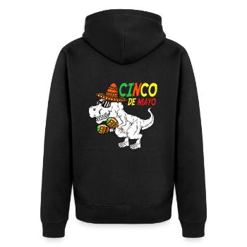 Maracas Dinosaurier Mexikaner Outfit Cinco de Mayo - Unisex Premium Bio Zip Hoodie - Schwarz - Hinten - Nico (187cm)
