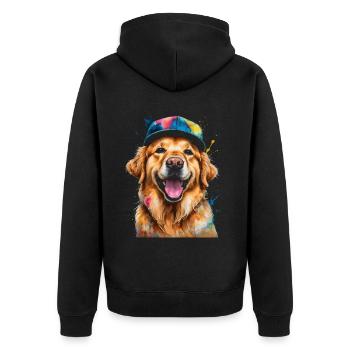 Golden Retriever Snapback Cap Dog Design Print - Veste à capuche bio Premium Unisexe - noir - Dos - Nico (187cm)