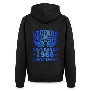 Legends were born in September 1966 Geburtstag - Unisex Premium Bio Zip Hoodie - Schwarz - Hinten - Nico (187cm)