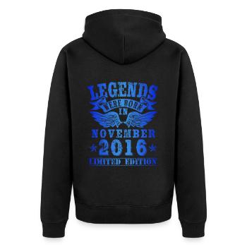 Les légendes sont nées en novembre 2016 Anniversaire - Veste à capuche bio Premium Unisexe - noir - Dos - Nico (187cm)