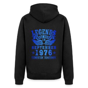 Legends est né en septembre 1976 Anniversaire - Veste à capuche bio Premium Unisexe - noir - Dos - Nico (187cm)