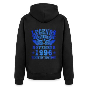 Legends were born in November 1996 Geburtstag - Unisex Premium Bio Zip Hoodie - Schwarz - Hinten - Nico (187cm)