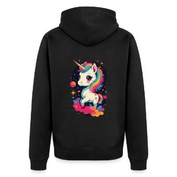 Great fantasy design for unicorn lovers - Unisex Premium Organic Zip Hoodie - black - Back - Nico (187cm)