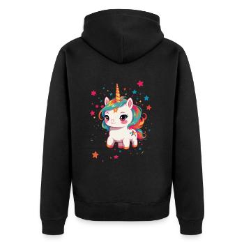 Unicorn Lover Design Funny Unicorns - Unisex Premium Organic Zip Hoodie - black - Back - Nico (187cm)