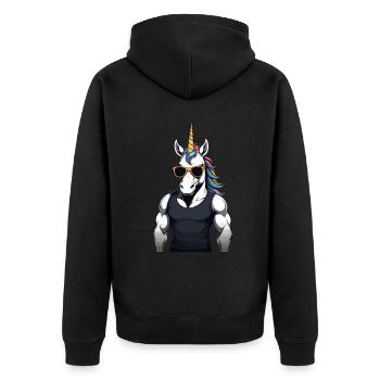 Papa Einhorn Lustiges Vatertag Design - Unisex Premium Bio Zip Hoodie - Schwarz - Hinten - Nico (187cm)
