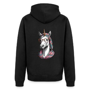 Einhorn Mama Lustige Einhörner Liebende Mutter - Unisex Premium Bio Zip Hoodie - Schwarz - Hinten - Nico (187cm)