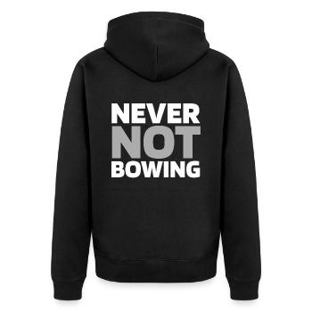 Bogenschießen Bogensport Bogenschütze - Unisex Premium Bio Zip Hoodie - Schwarz - Hinten - Nico (187cm)