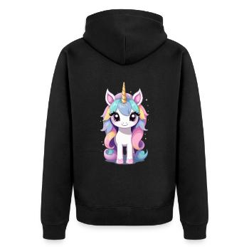 Pastell Farben Einhorn Liebhaber Design - Unisex Premium Bio Zip Hoodie - Schwarz - Hinten - Nico (187cm)