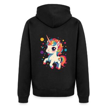 Einhorn Liebhaber Design Lustige Einhörner - Unisex Premium Bio Zip Hoodie - Schwarz - Hinten - Nico (187cm)