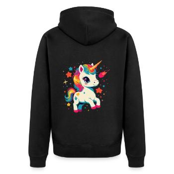 Fille Licorne d’anniversaire unique - Veste à capuche bio Premium Unisexe - noir - Dos - Nico (187cm)