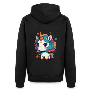 Einhorn Liebhaber Design Lustige Einhörner - Unisex Premium Bio Zip Hoodie - Schwarz - Hinten - Nico (187cm)