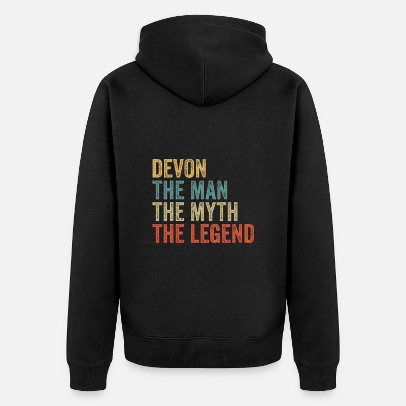 Devon the man the myth - Unisex Premium Bio Zip Hoodie - Schwarz