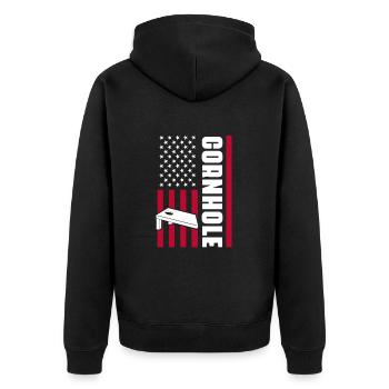 Cornhole Beanbag Blind Hole Gift - Unisex Premium Organic Zip Hoodie - black - Back - Nico (187cm)