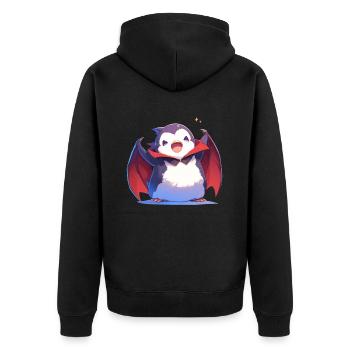 Penguin Vampire Halloween Penguin Cute - Unisex Premium Organic Zip Hoodie - black - Back - Nico (187cm)