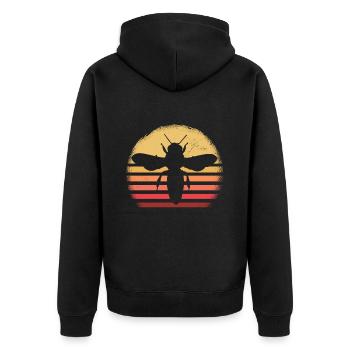 Hobby-imker Retro-sonnenuntergang-design - Unisex Premium Bio Zip Hoodie - Schwarz - Hinten - Nico (187cm)