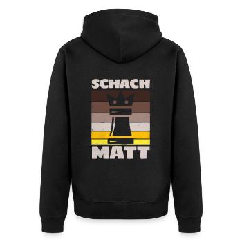 Schach Matt Viking Chess Outdoor Game - Unisex Premium Bio Zip Hoodie - Schwarz - Hinten - Nico (187cm)