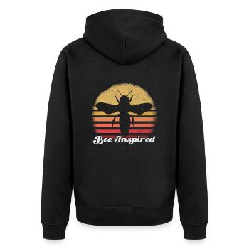 Bieneninspirierte Positive Botschaft, Bienenkunst - Unisex Premium Bio Zip Hoodie - Schwarz - Hinten - Nico (187cm)