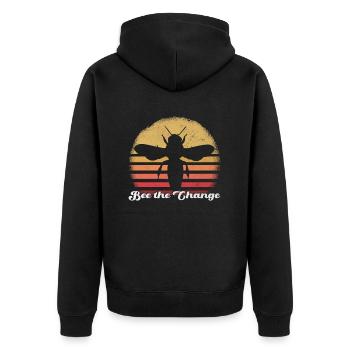 Bee The Change Motivational Bee Art - Unisex Premium Organic Zip Hoodie - black - Back - Nico (187cm)