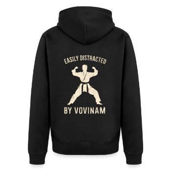Vovinam Kampfsport Geschenk - Unisex Premium Bio Zip Hoodie - Schwarz - Hinten - Nico (187cm)