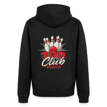 Bowling 300 Club Dreamer - Unisex Premium Bio Zip Hoodie - Schwarz - Hinten - Nico (187cm)