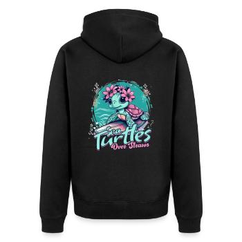 Schildkröte Schildkröten Sea Turtles Over Straws - Unisex Premium Organic Zip Hoodie - black - Back - Nico (187cm)
