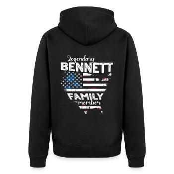 Family Bennett US - Unisex Premium Organic Zip Hoodie - black - Back - Nico (187cm)