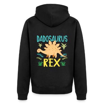 Dad Dinosaur Family Matching Birthday Party - Unisex Premium Organic Zip Hoodie - black - Back - Nico (187cm)