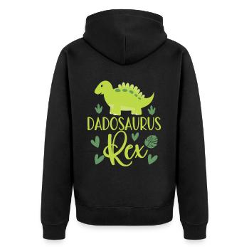 Dad Dinosaur Family Matching Birthday Party - Unisex Premium Organic Zip Hoodie - black - Back - Nico (187cm)