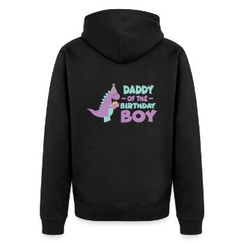 Dad Dinosaur Family Matching Birthday Party - Unisex Premium Organic Zip Hoodie - black - Back - Nico (187cm)
