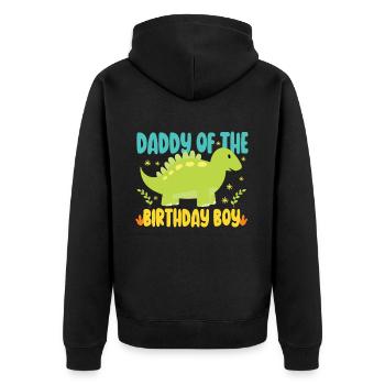 Dad Dinosaur Family Matching Birthday Party - Unisex Premium Organic Zip Hoodie - black - Back - Nico (187cm)