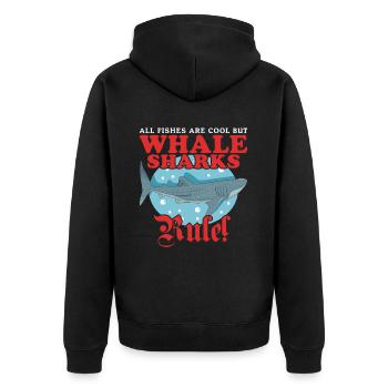 Walhai Walfischhai Walhaie Walfischhaie Geschenk - Unisex Premium Bio Zip Hoodie - Schwarz - Hinten - Nico (187cm)