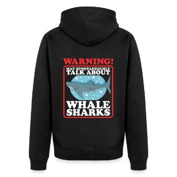 Walhai Walfischhai Geschenk - Unisex Premium Bio Zip Hoodie - Schwarz - Hinten - Nico (187cm)